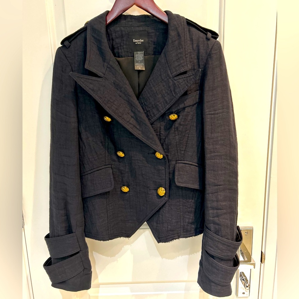 Smythe cropped military jacket. Dark navy with gold buttons. Excellent condition